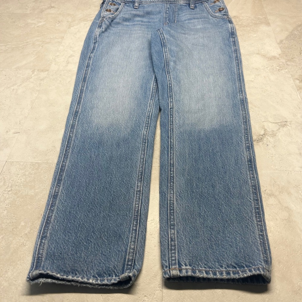 American Eagle Classic Overall Light Wash Denim Women XS Blue Cotton Blend - Picture 2 of 12